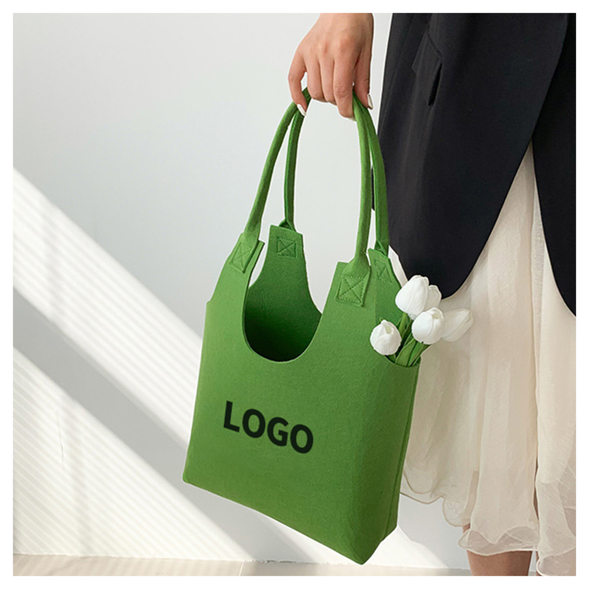 新款百搭学生休闲毛毡单肩包